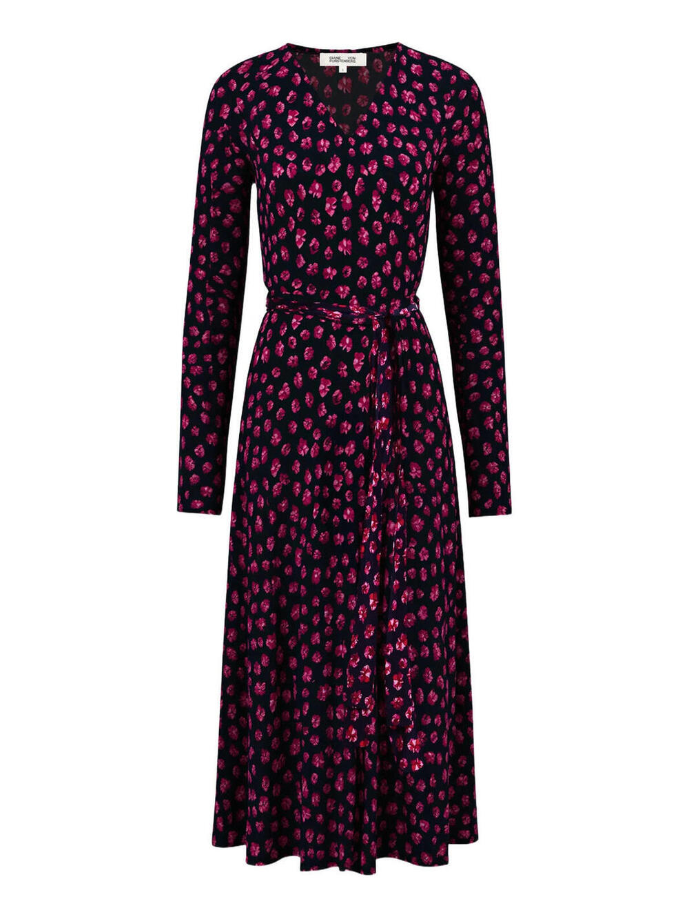 New, Diane von Furstenberg Tilly Floral Print Wrap Dress in Hibiscus XL #MD1997